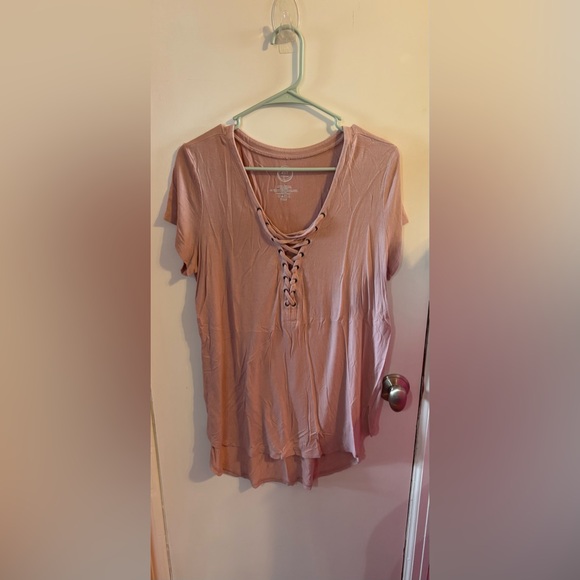 Maurices Tops - Maurice’s Women's Pink Lace-Up Top